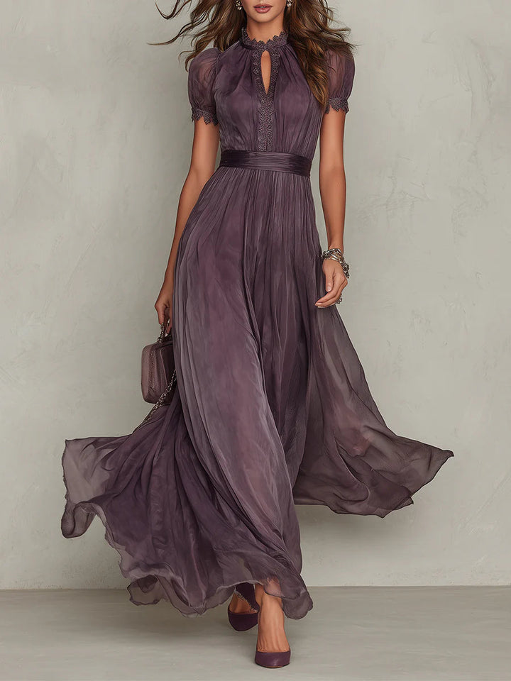 Flavia | Abito lungo viola con pizzo