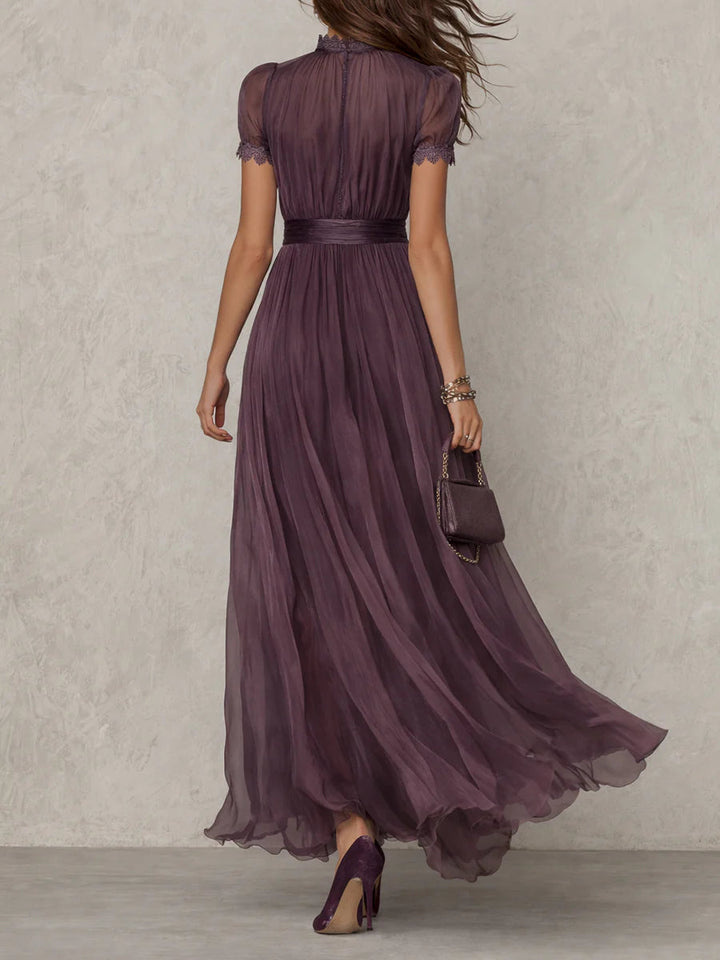 Flavia | Abito lungo viola con pizzo
