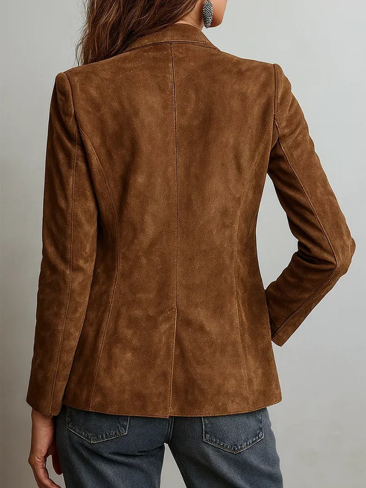 Cristina | Blazer van suèdelook met opgestikte zakken