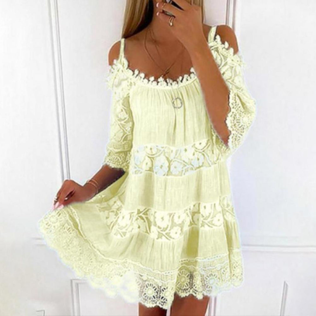Off-Shoulder Lace Mini Dress