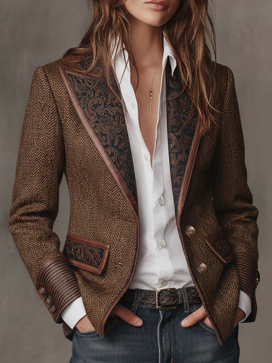 Caroline | Blazer texturé à revers contrastants