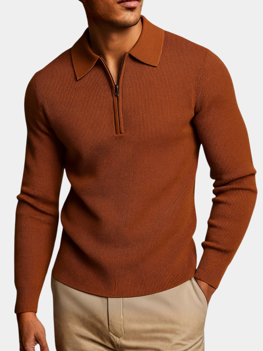 Sweat-shirt en maille gaufrée avec zip | Confort et style