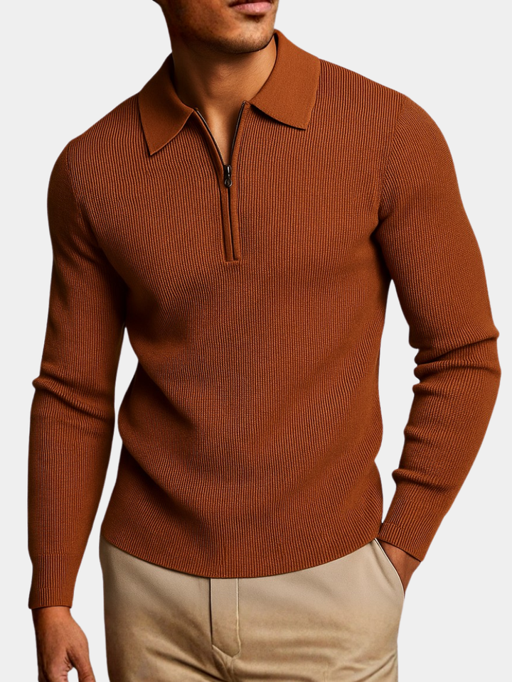 Sweat-shirt en maille gaufrée avec zip | Confort et style