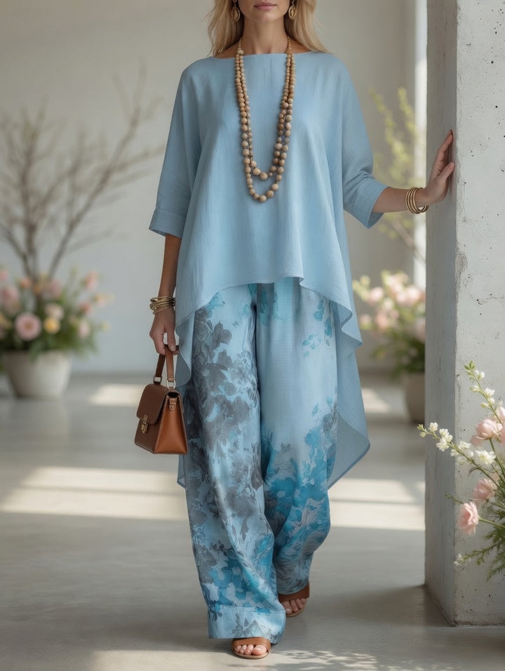 Luna | Ensemble tunique et pantalon large à motif floral