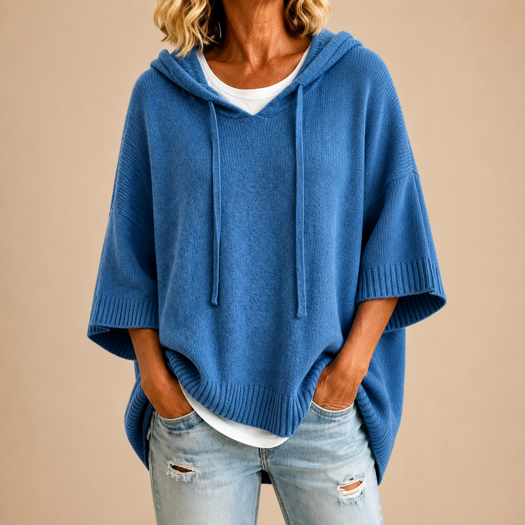 Elin | Gebreide top met capuchon en wijde mouwen