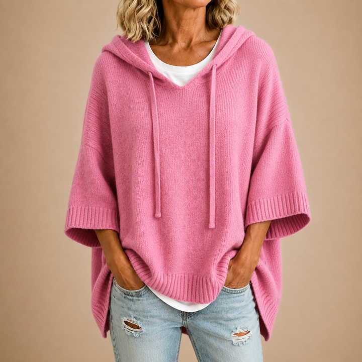 Elin | Gebreide top met capuchon en wijde mouwen