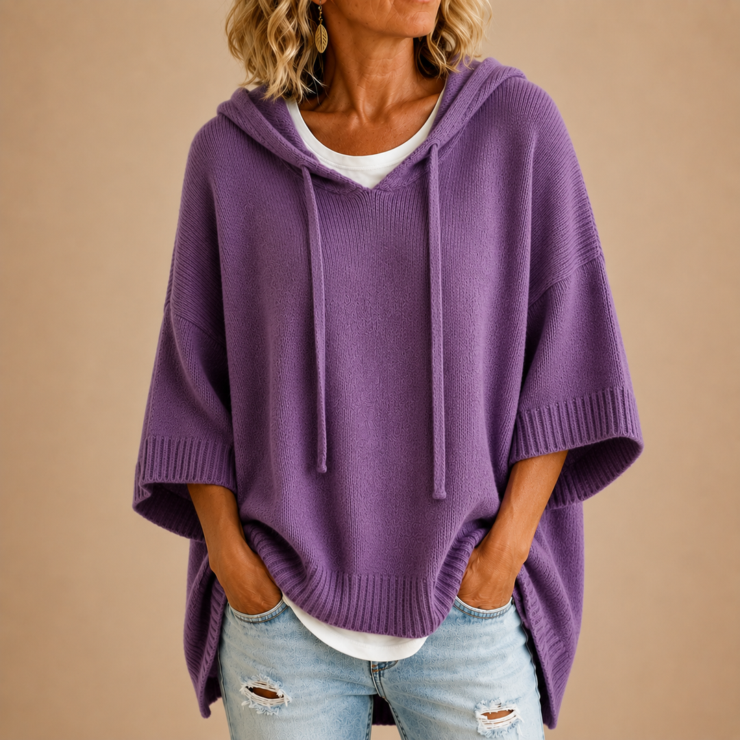 Elin | Gebreide top met capuchon en wijde mouwen