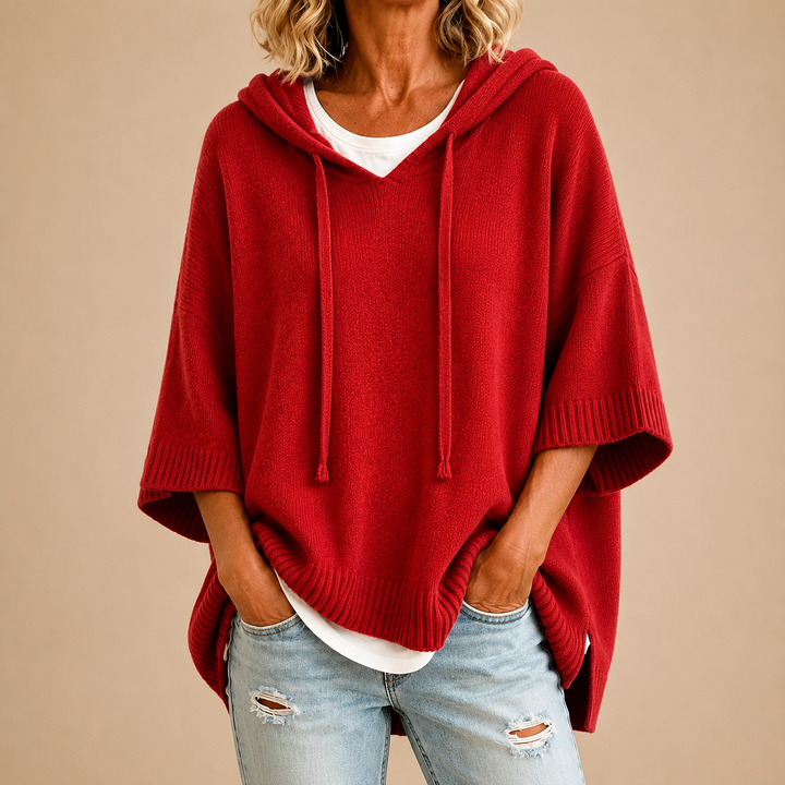 Elin | Gebreide top met capuchon en wijde mouwen