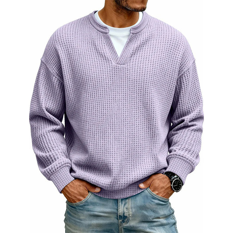 Joris | Pull à col en V et maille gaufrée