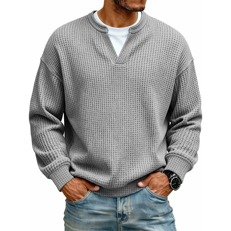 Joris | Pull à col en V et maille gaufrée