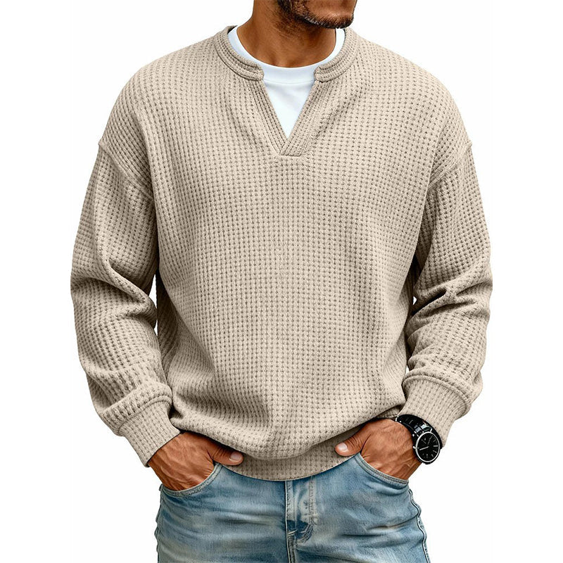 Joris | Pull à col en V et maille gaufrée