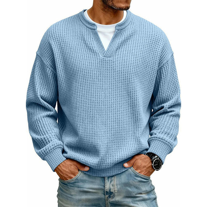 Joris | Pull à col en V et maille gaufrée