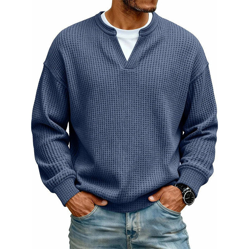 Joris | Pull à col en V et maille gaufrée