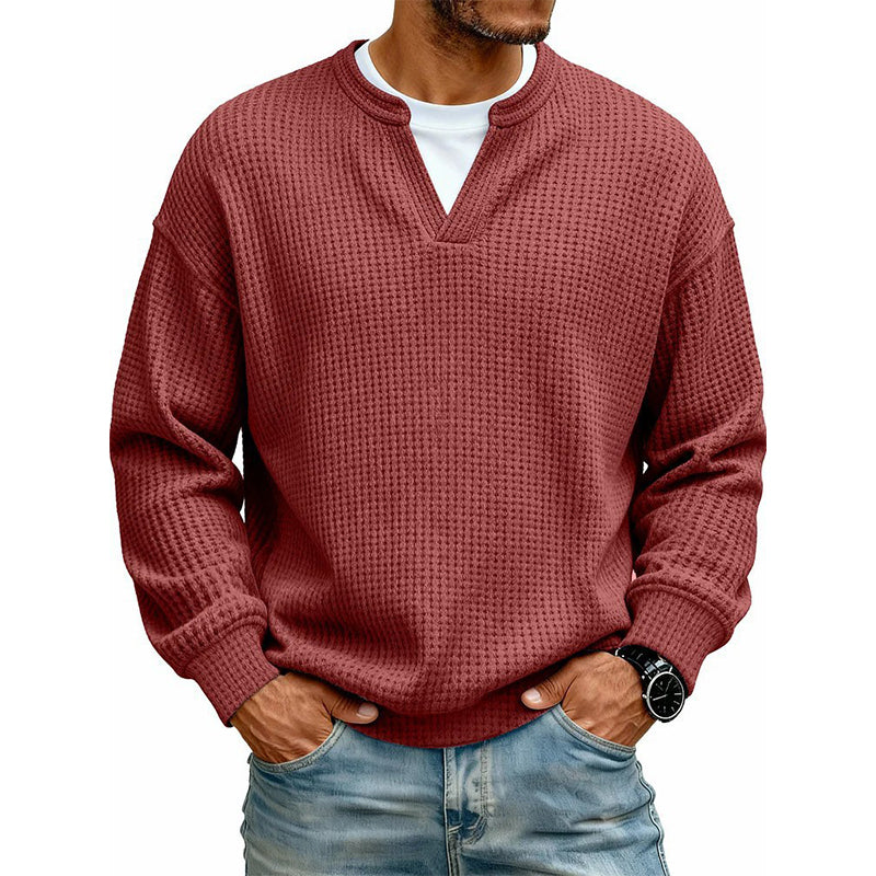 Joris | Pull à col en V et maille gaufrée