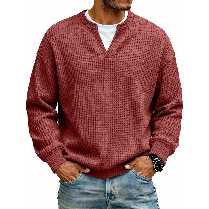 Joris | Pull à col en V et maille gaufrée