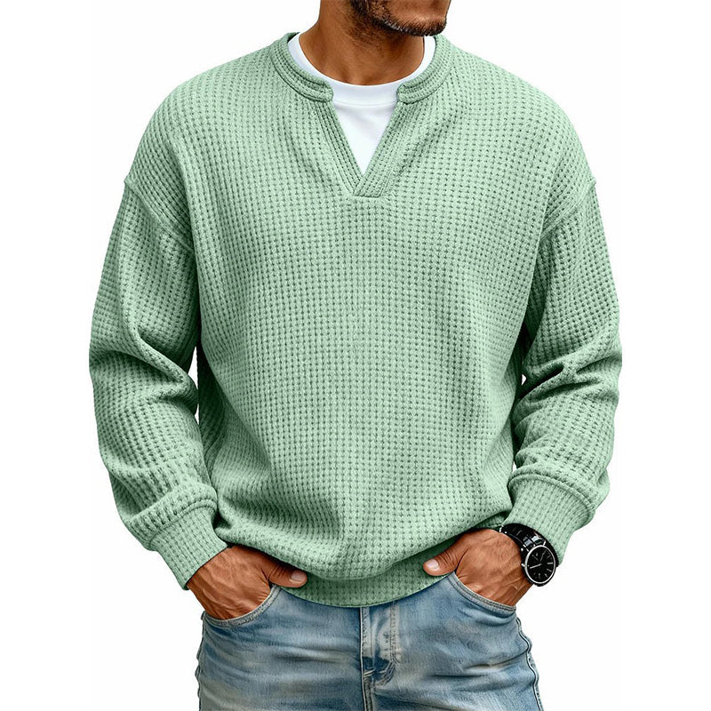 Joris | Pull à col en V et maille gaufrée