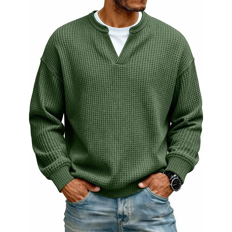 Joris | Pull à col en V et maille gaufrée