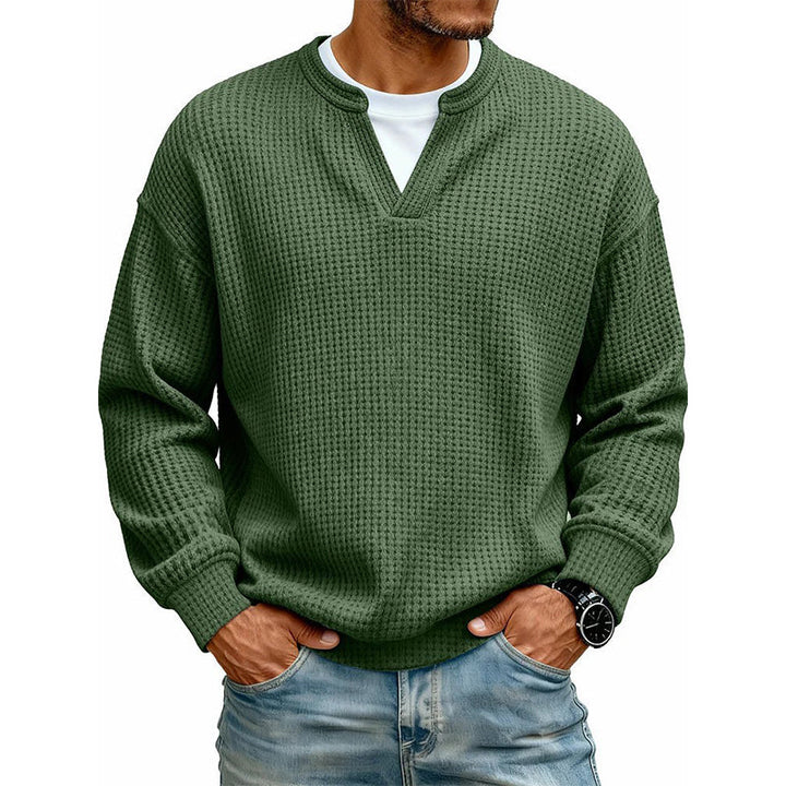 Joris | Pull à col en V et maille gaufrée