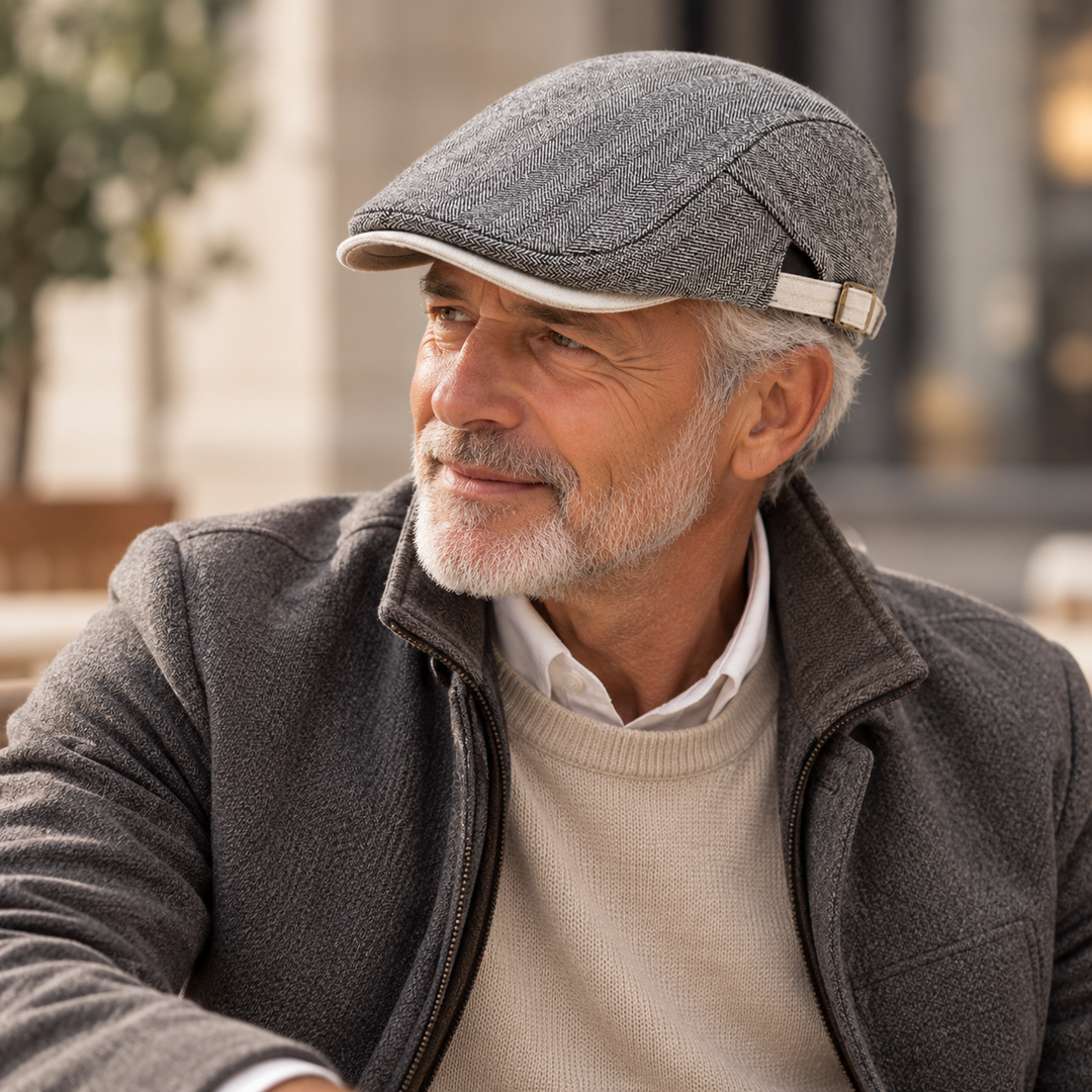 Lennart | Casquette plate à chevrons avec bride latérale