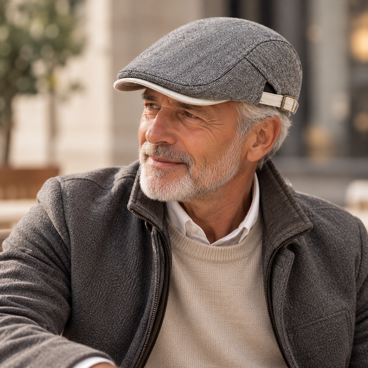 Lennart | Casquette plate à chevrons avec bride latérale