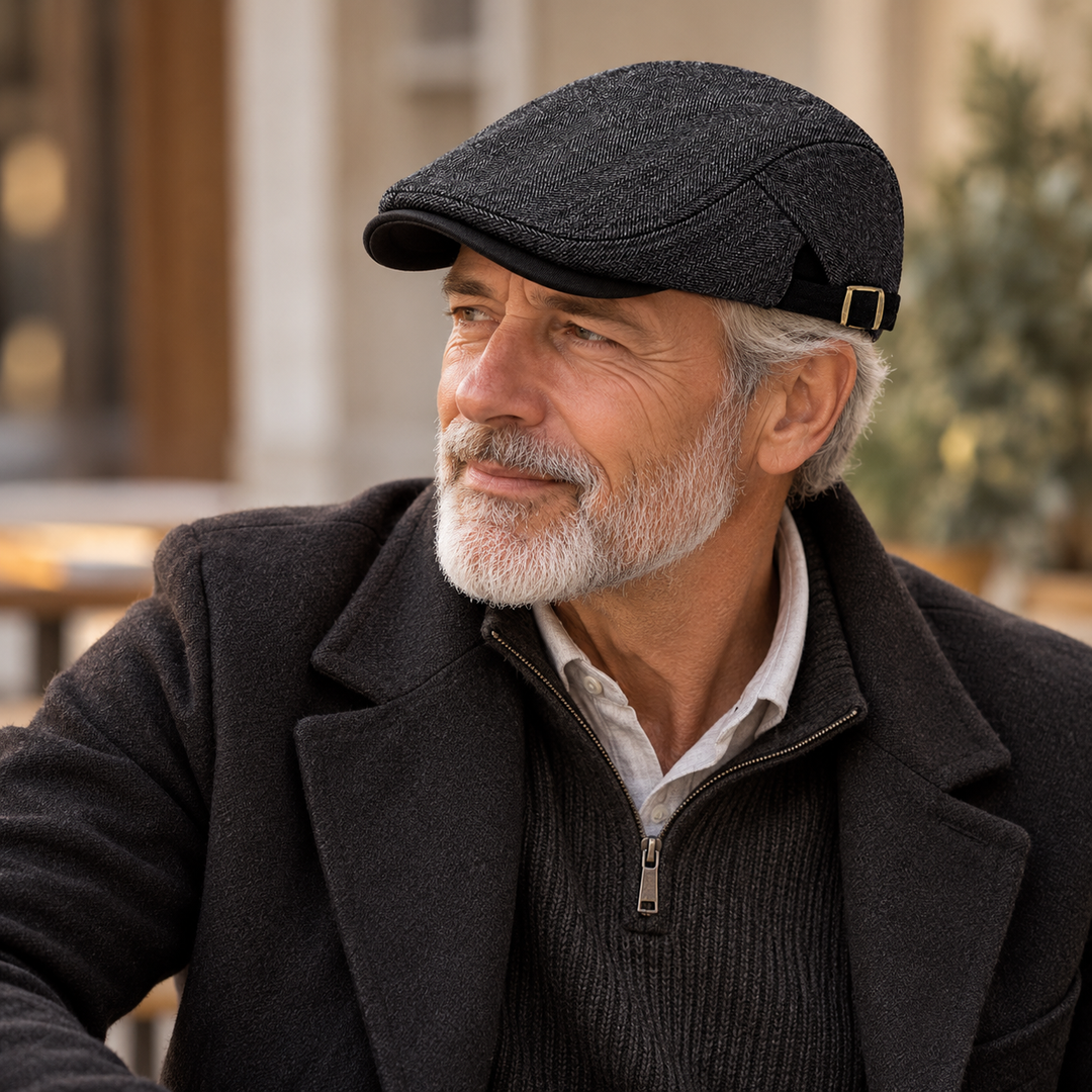 Lennart | Casquette plate à chevrons avec bride latérale