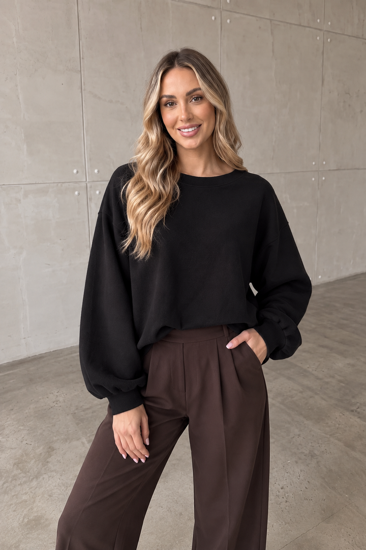 Mira | Felpa girocollo con spalle scese