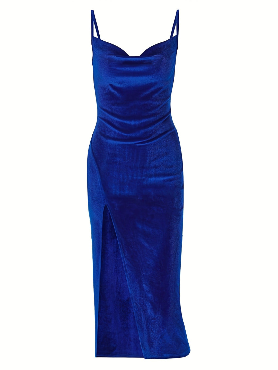 Satin-Look Maxi Dress With Cowl Neck And Slit