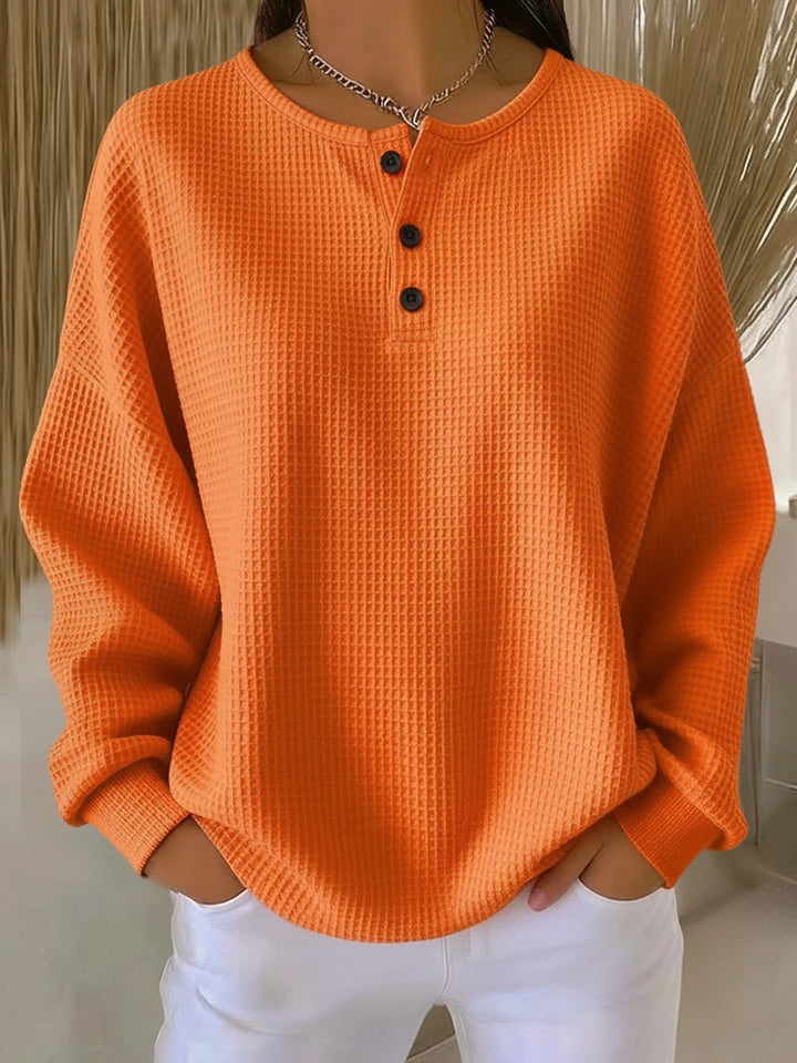Miranda | Embossed Henley Sweatshirt