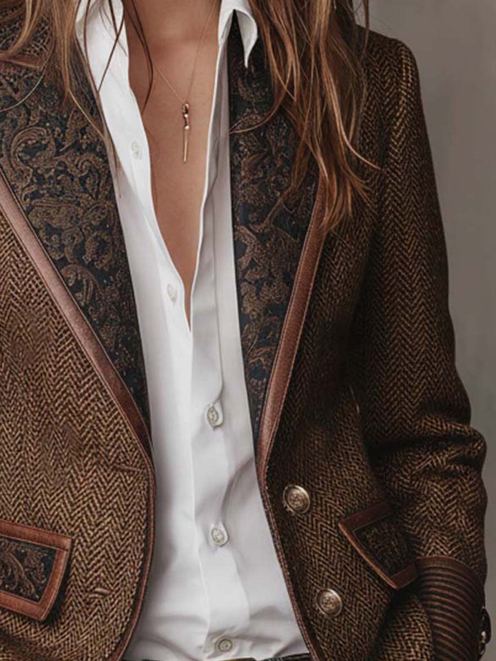 Caroline | Blazer texturé à revers contrastants