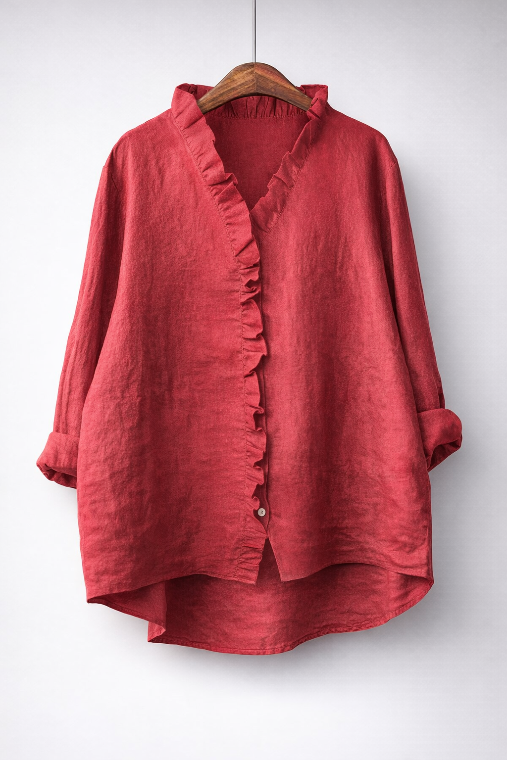 Sanelle | Elegante camisa con volantes de algodón y lino