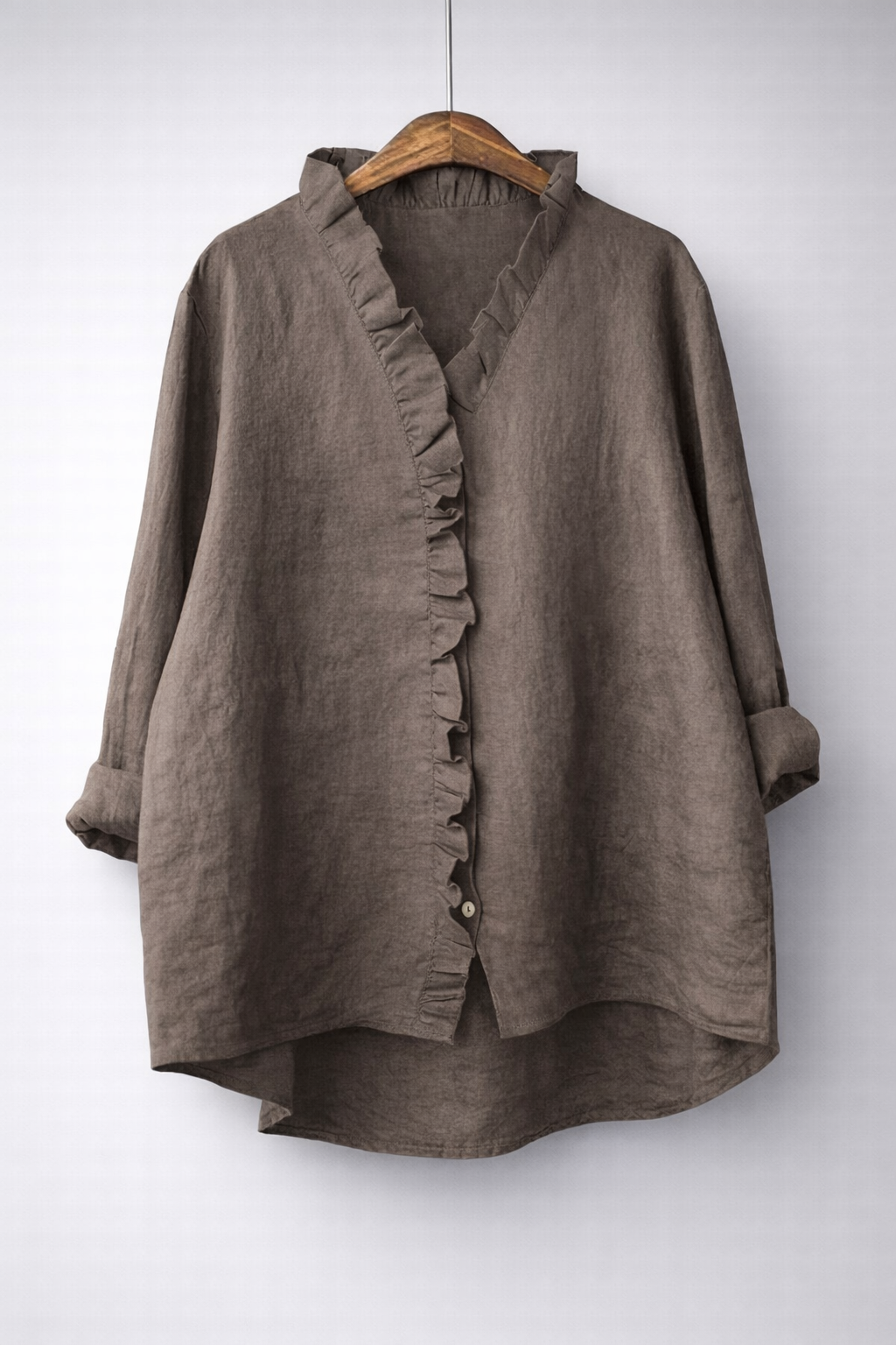 Sanelle | Elegante camisa con volantes de algodón y lino