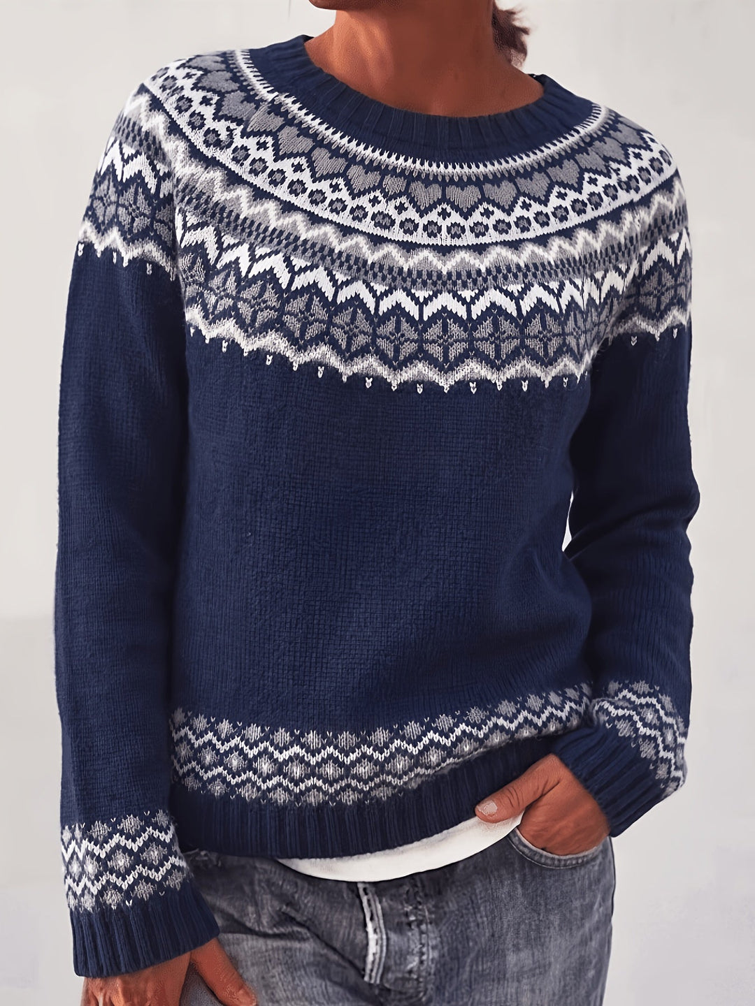 Ines | Maglione blu lavorato a maglia