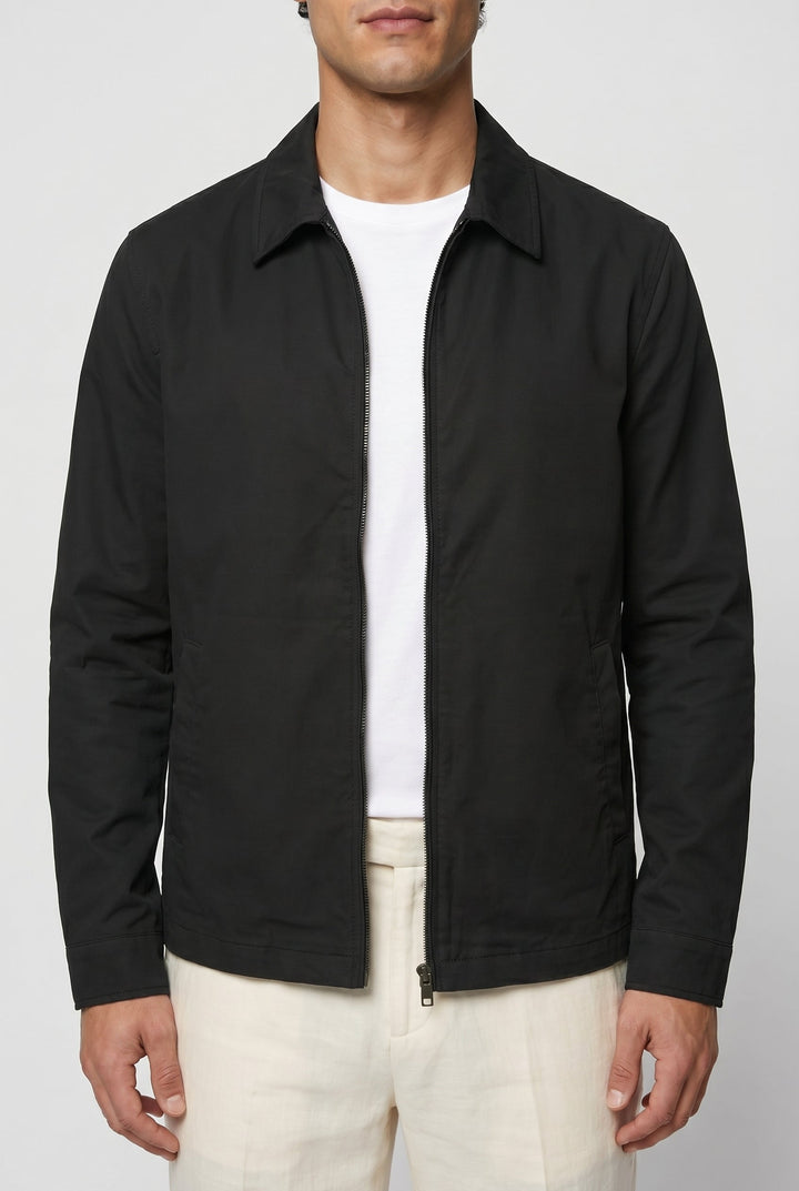 Schwarze Herrenjacke mit Reißverschluss | Normale Passform und lässiger Stil