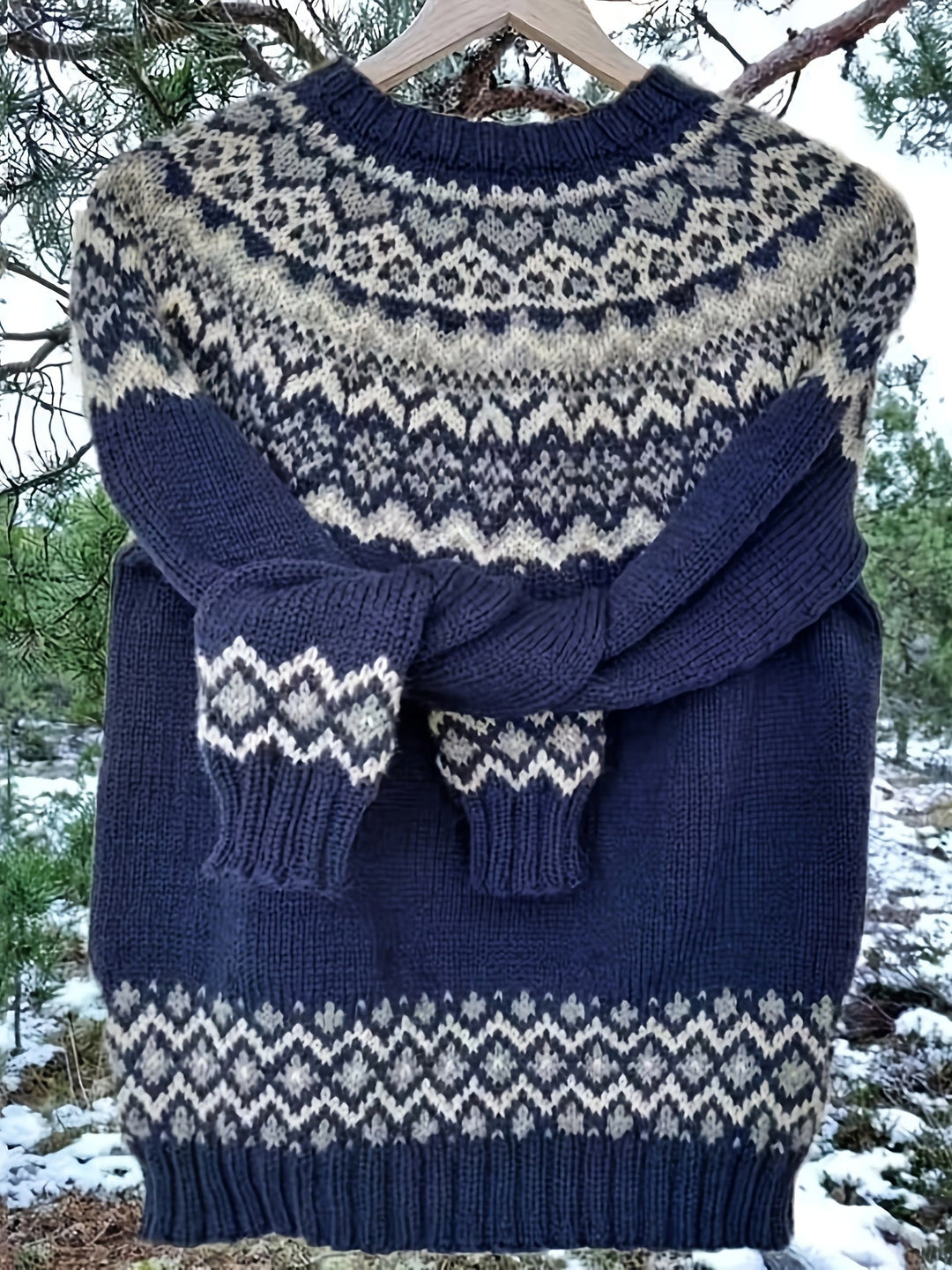 Ines | Maglione blu lavorato a maglia