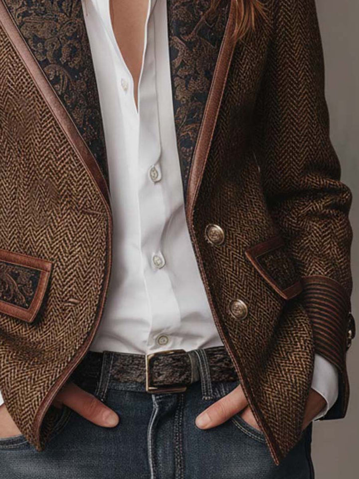 Caroline | Blazer texturé à revers contrastants
