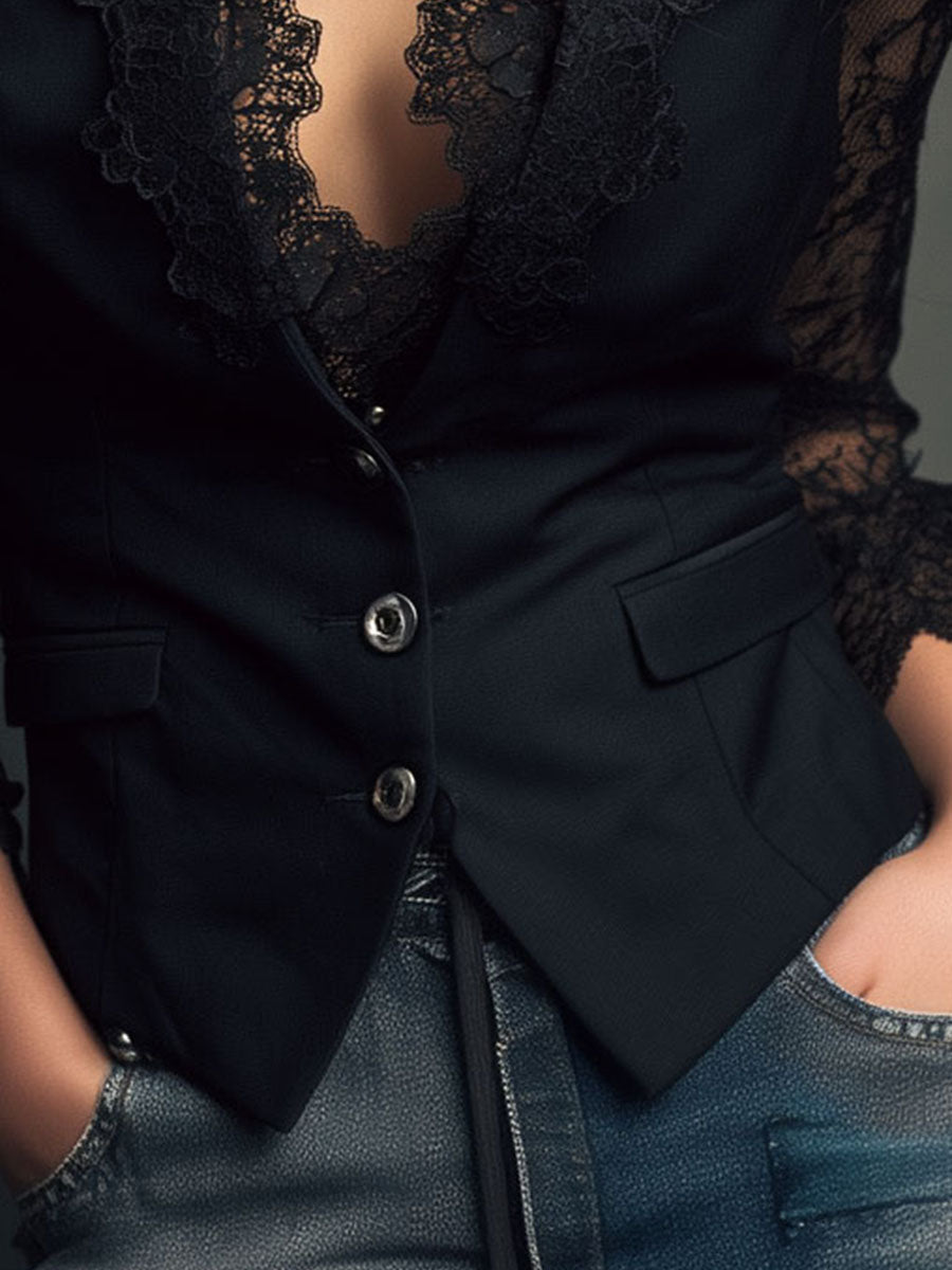 Sophie | Chaqueta entallada con mangas de encaje