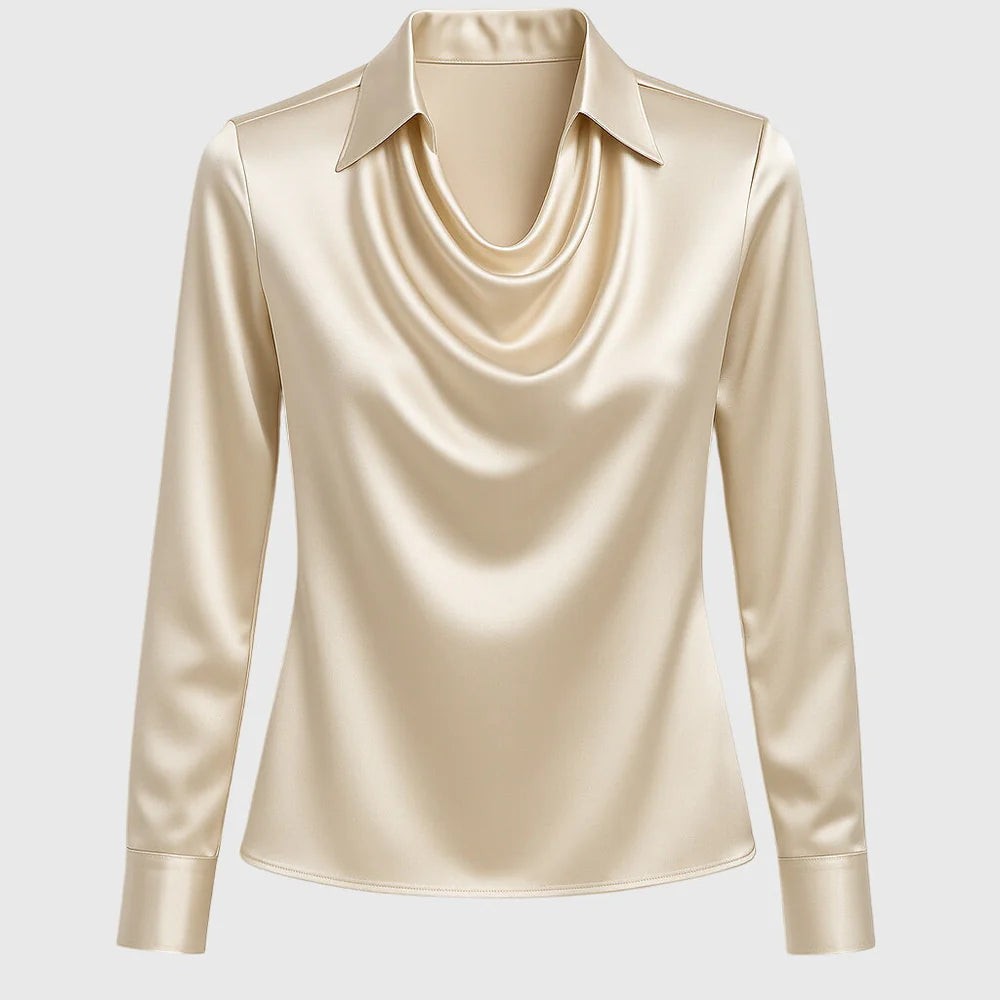 Blusa Ana con cuello plisado y brillo sutil