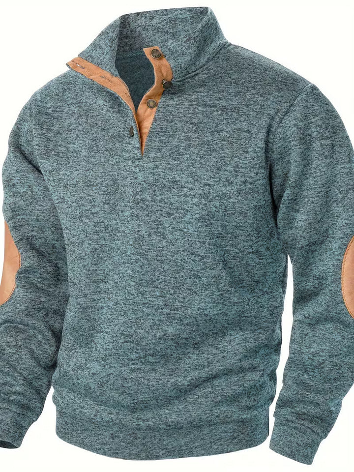Sweatshirt met hoge kraag en knoopsluiting bij de hals