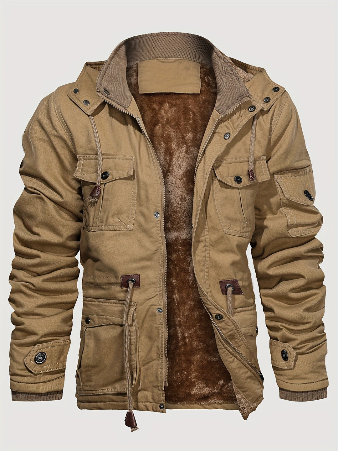 Chaqueta de campo de hombre con capucha y múltiples bolsillos