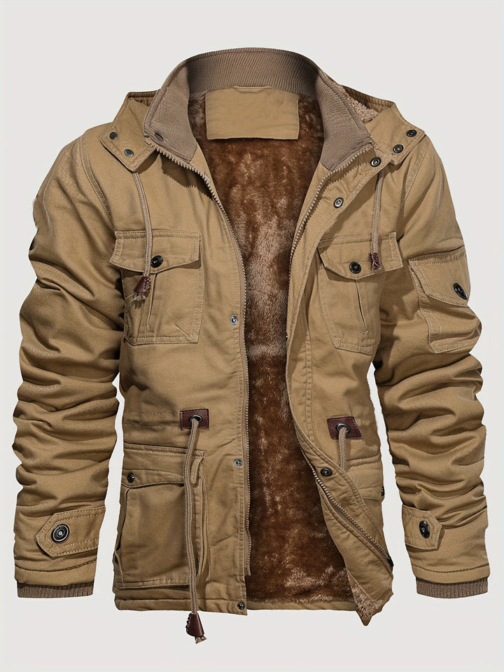 Chaqueta de campo de hombre con capucha y múltiples bolsillos