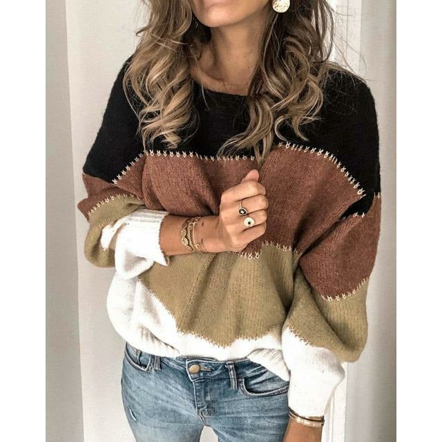 Moreau Lyon | STRIPED PATCHWORK SWEATER FOR WOMEN
