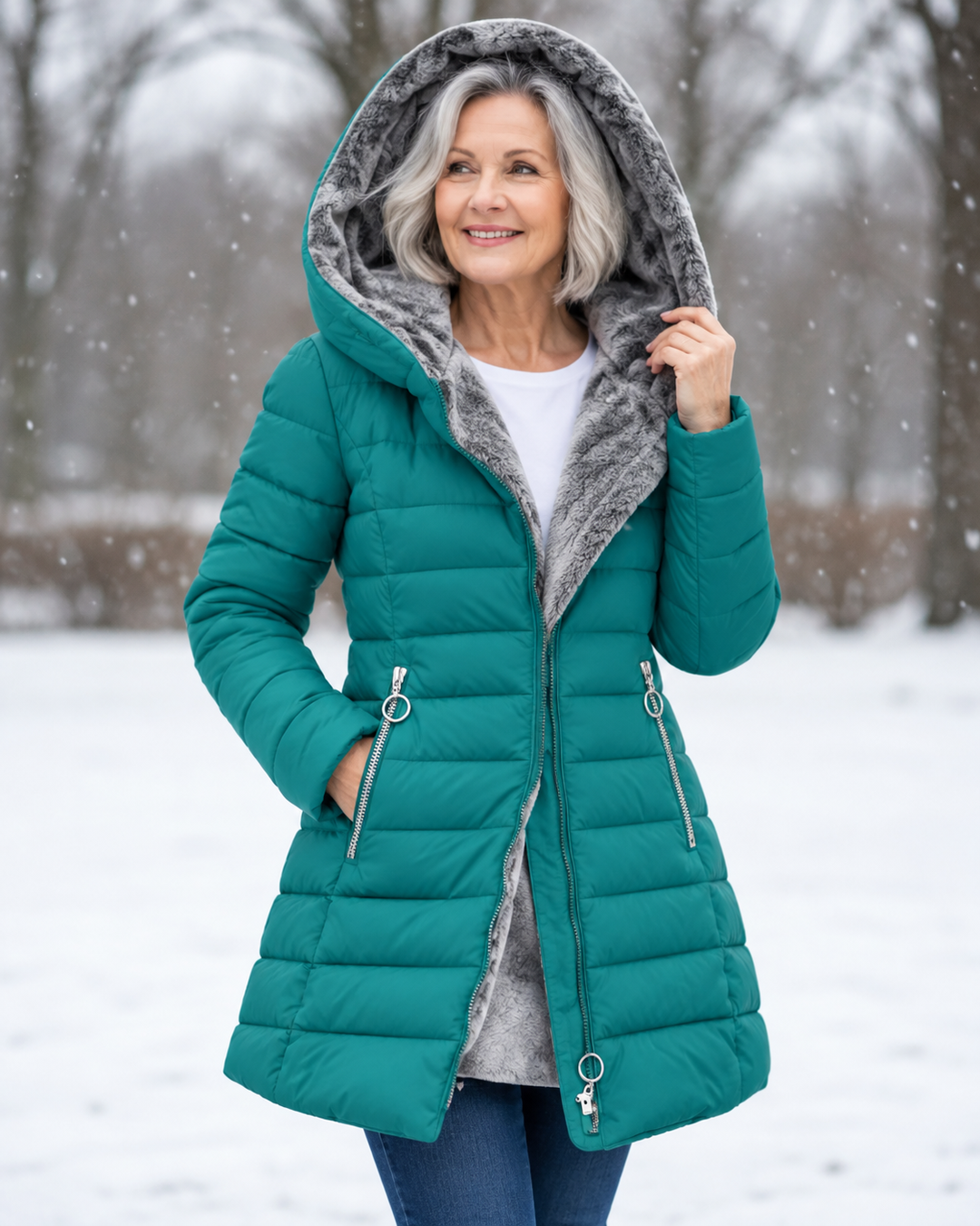 Aveline | Cappotto trapuntato con cappuccio e zip ad anello