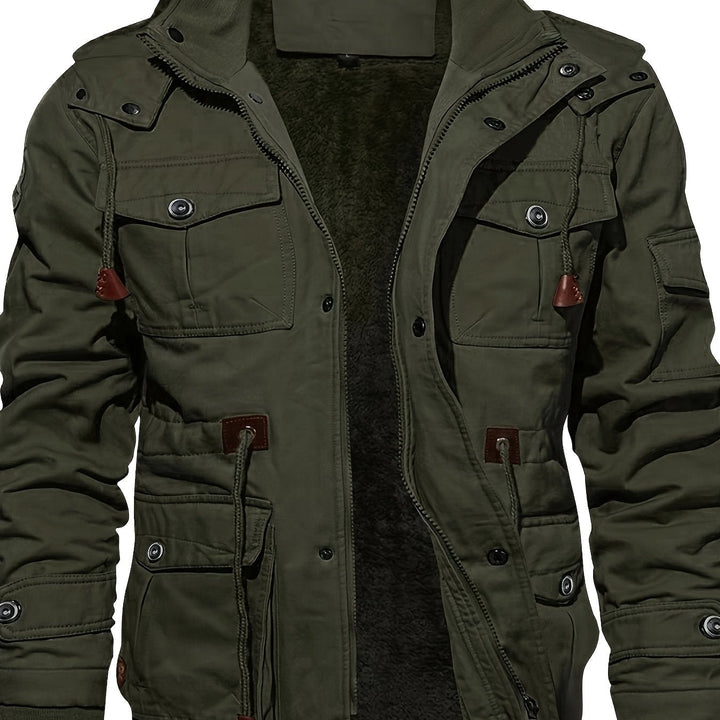 Chaqueta de campo de hombre con capucha y múltiples bolsillos