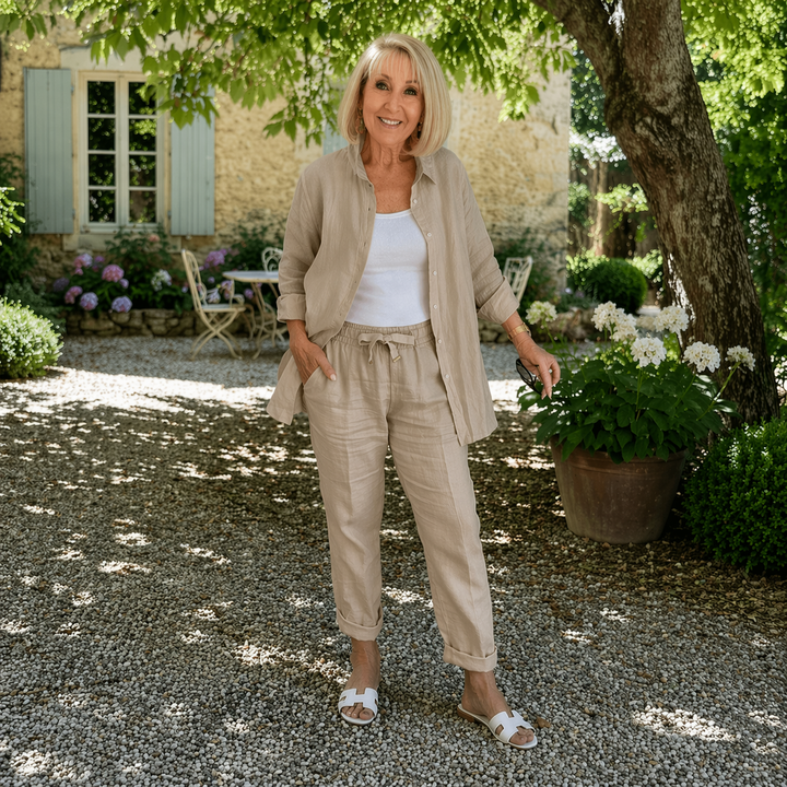 Martina - Set composto da camicia e pantaloni in lino e cotone