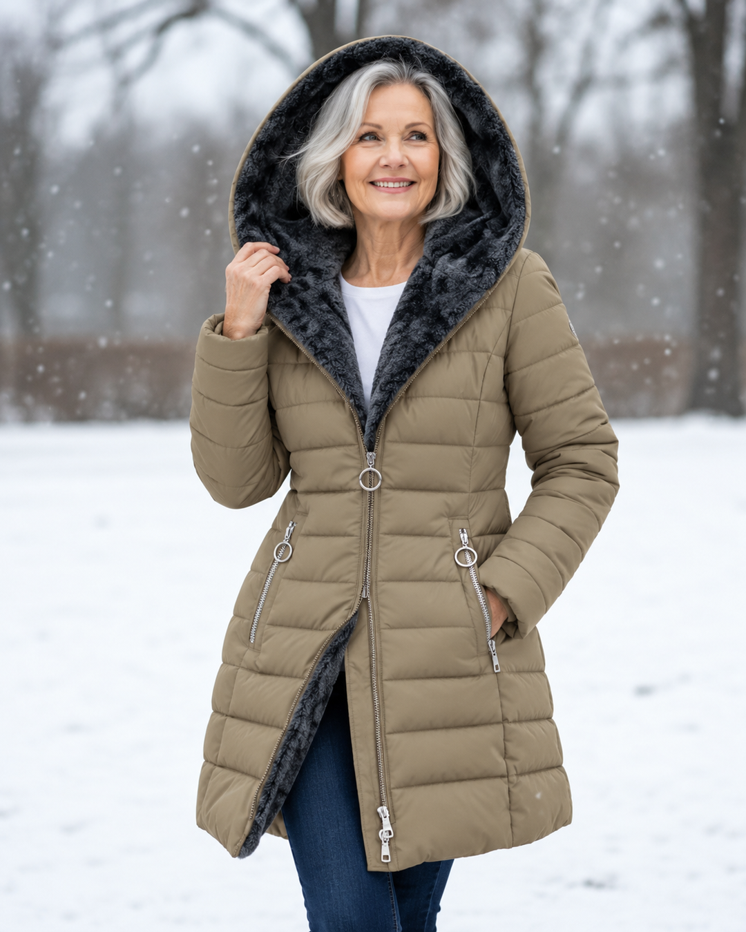Aveline | Cappotto trapuntato con cappuccio e zip ad anello