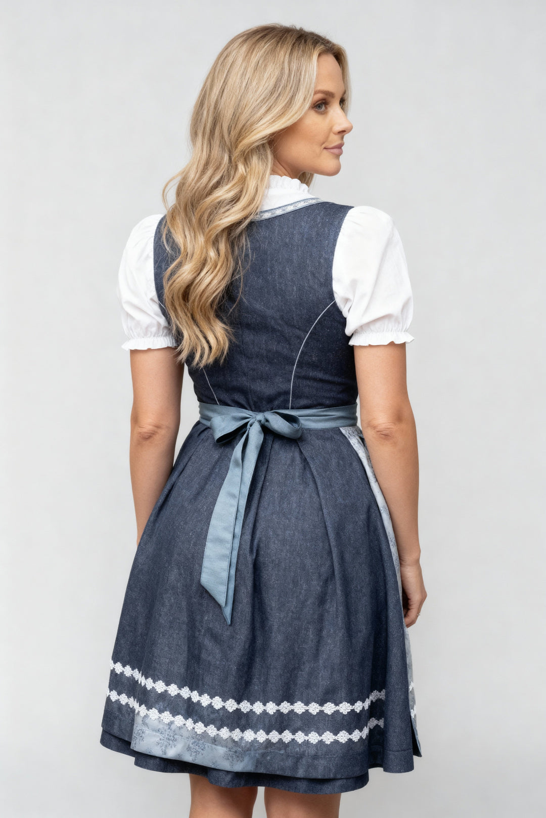 Traditional Lace Bodice Dress with Floral Apron