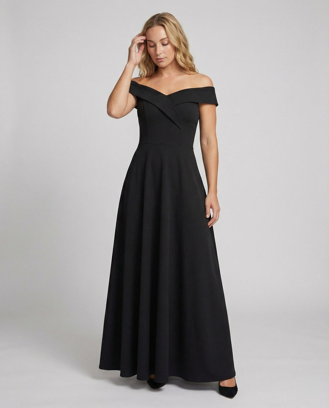 Off-Shoulder Maxi Evening Dress