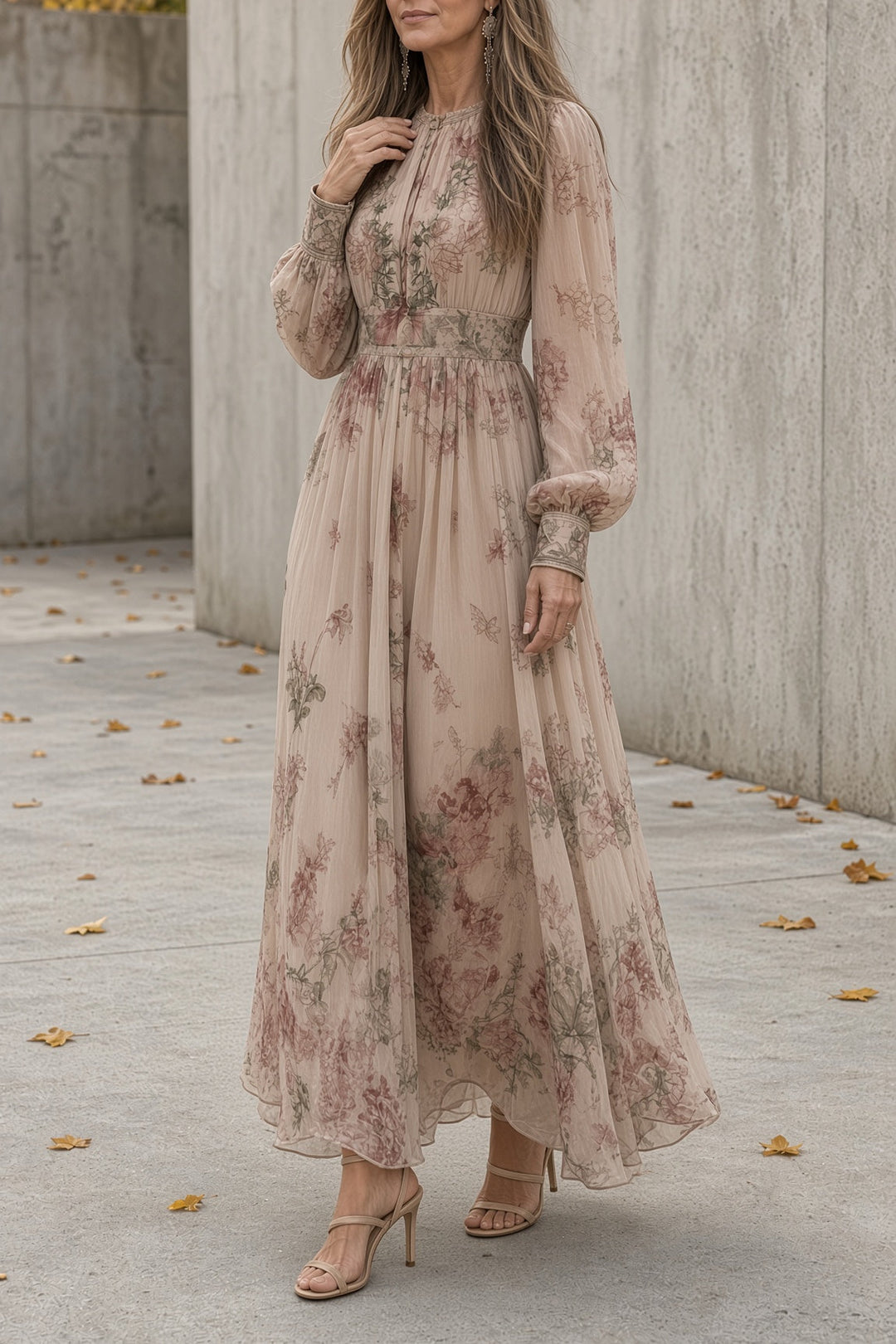 Luna | Vestido largo floral de cuello alto