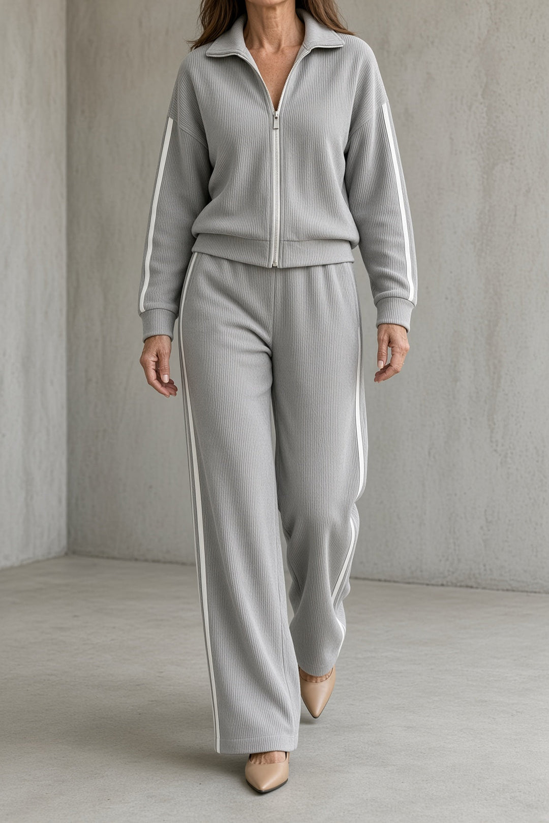 Tara | Ensemble veste zippée à col et pantalon large