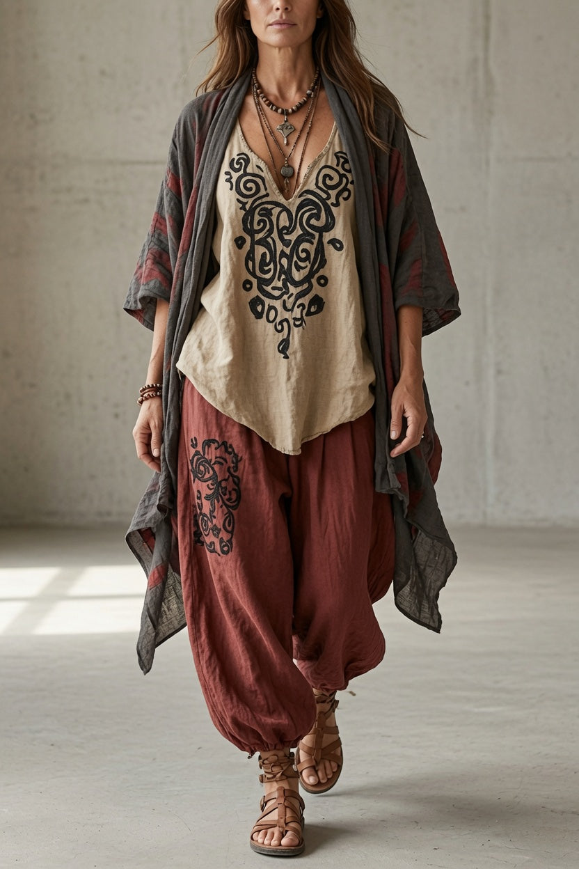 Tara | Conjunto de pantalón ornamental de tres piezas